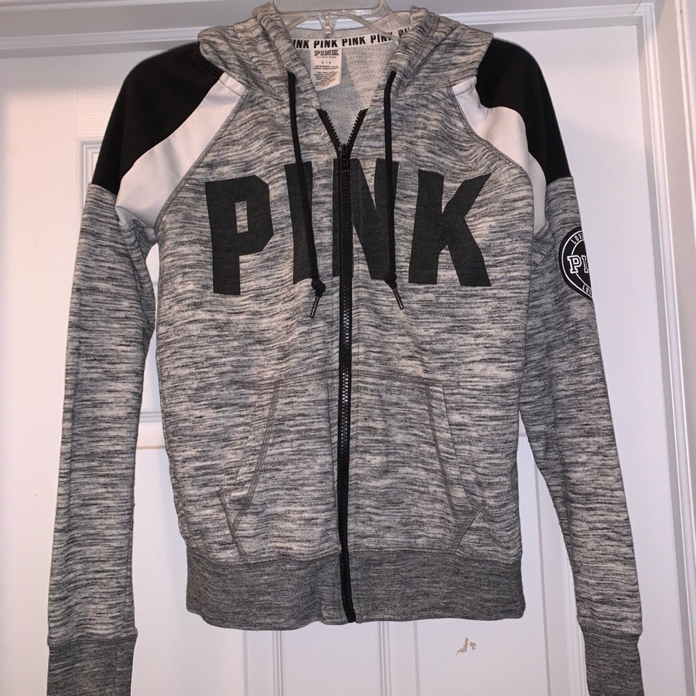 VS Pink grey full zip sweatshirt
